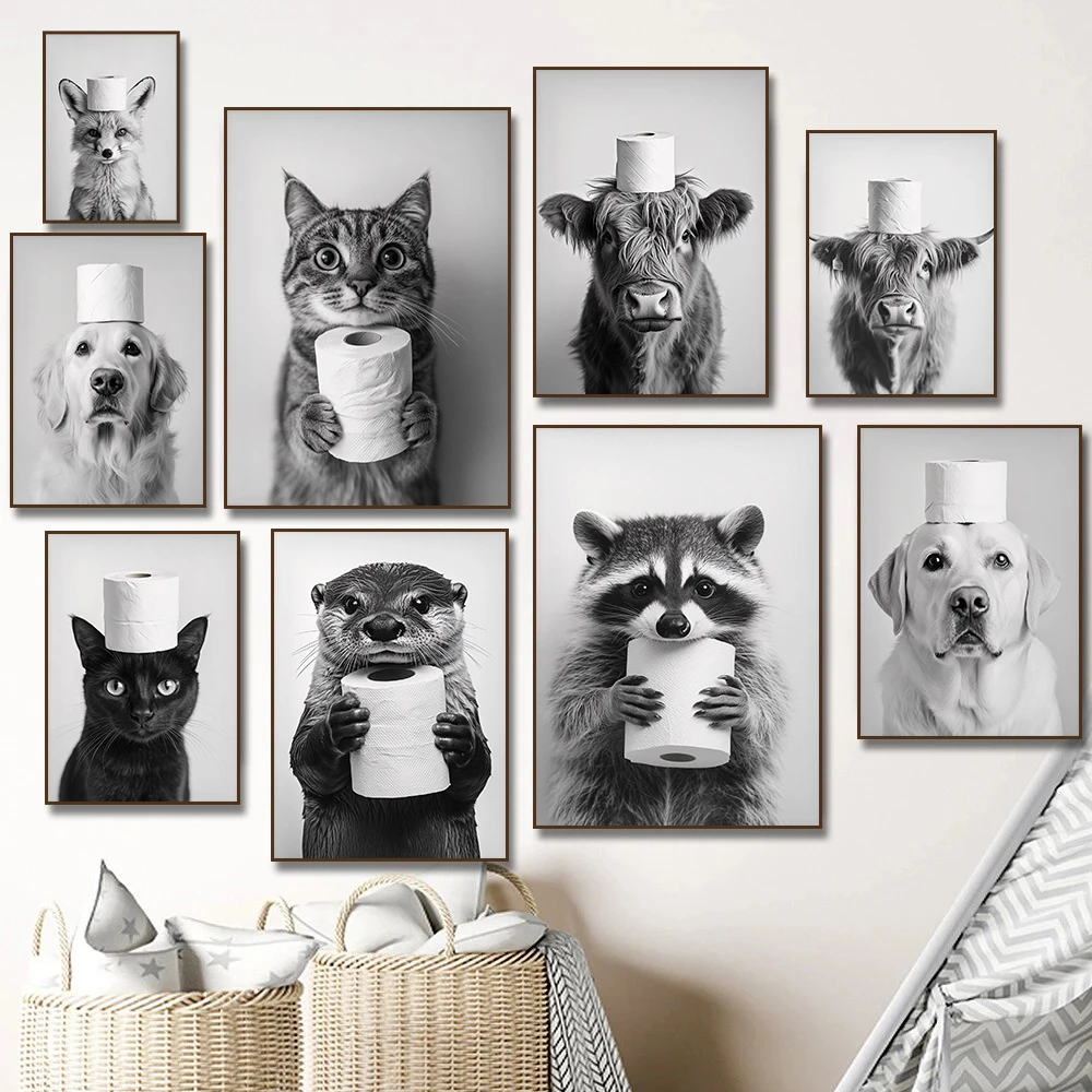 ハイランドカウ、カワウソ、猫、アライグマ、トイレットペーパー - Home Decor Scrap のレビューと価格