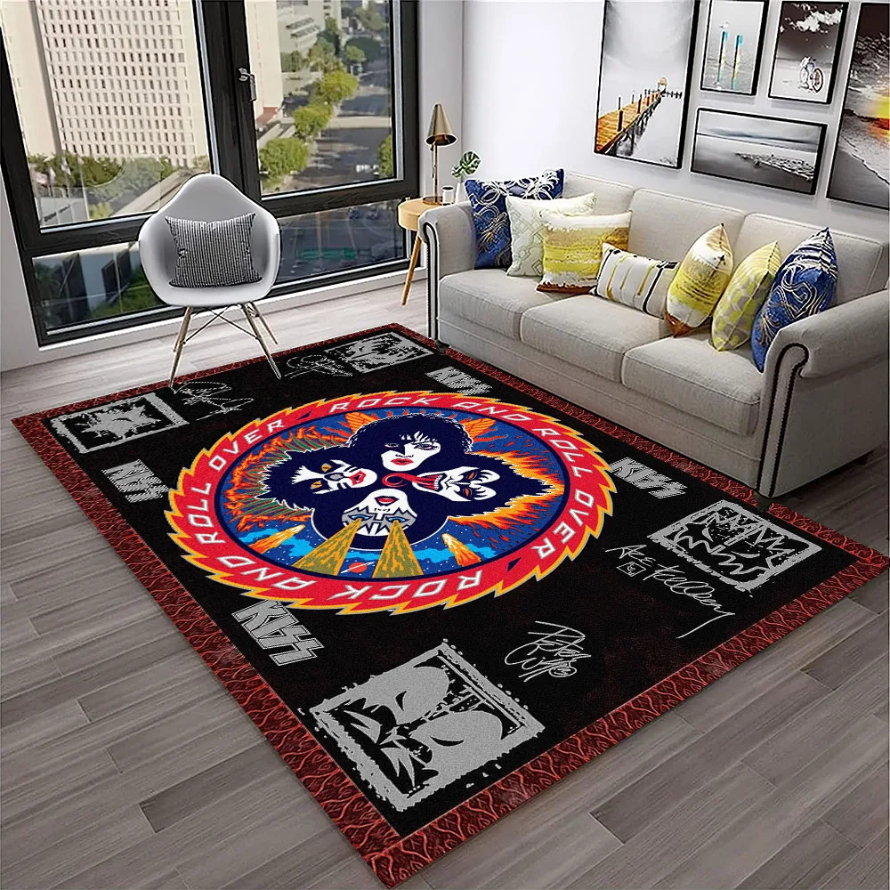 レトロなKISSロックバンドカーペットラグ、ホームリビングル - Home Decor Online Free のレビューと価格