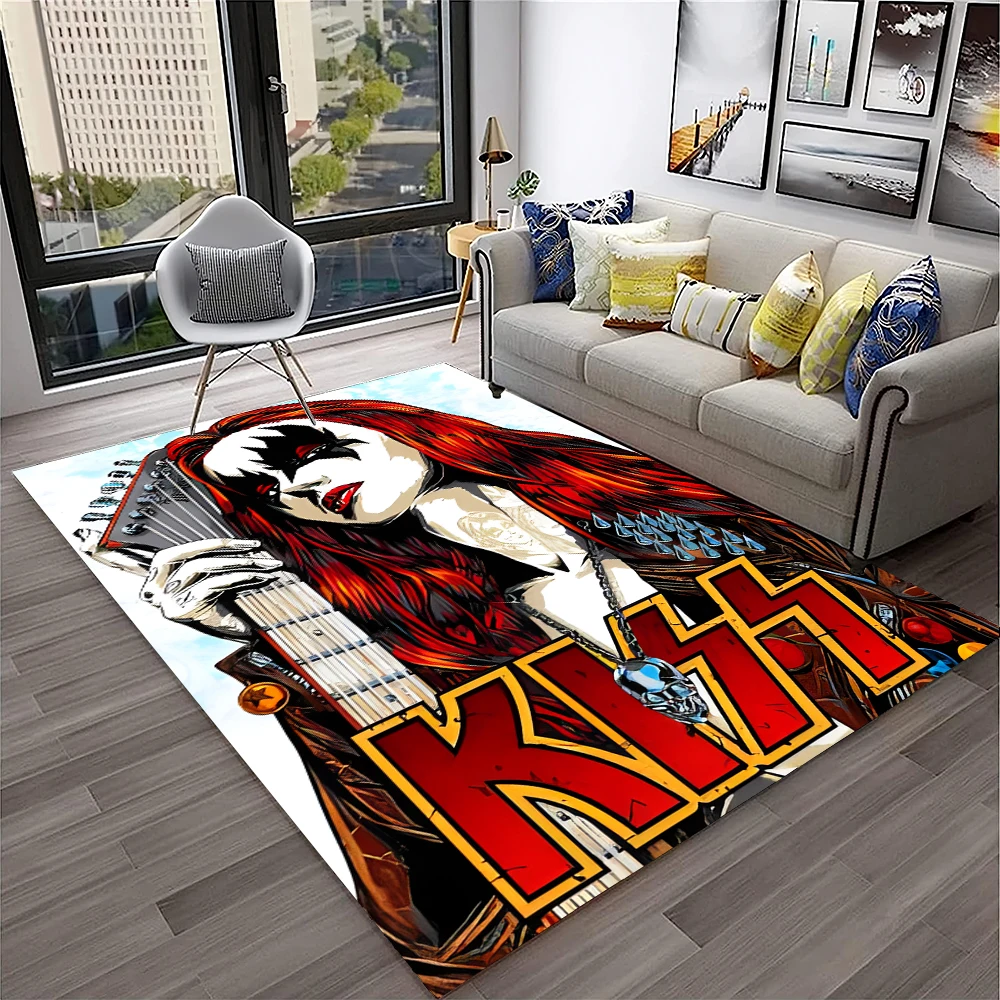 レトロなKISSロックバンドカーペットラグ、ホームリビングル - Home Decor Online Free のレビューと価格