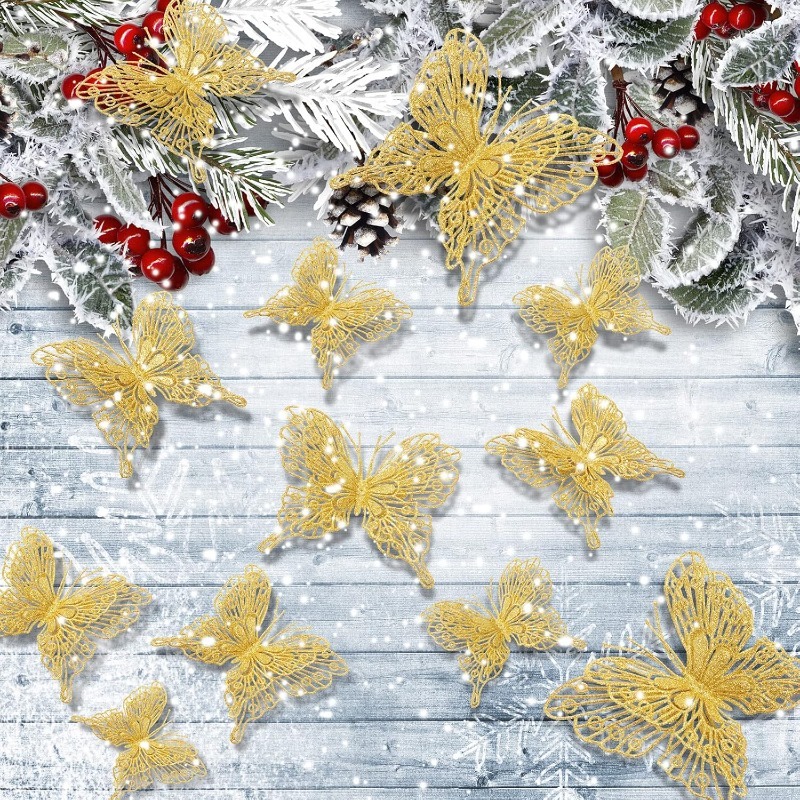 5/10 個グリッター蝶クリスマス装飾クリスマスツリースパー - Home Decor Trends 2025 のレビューと価格