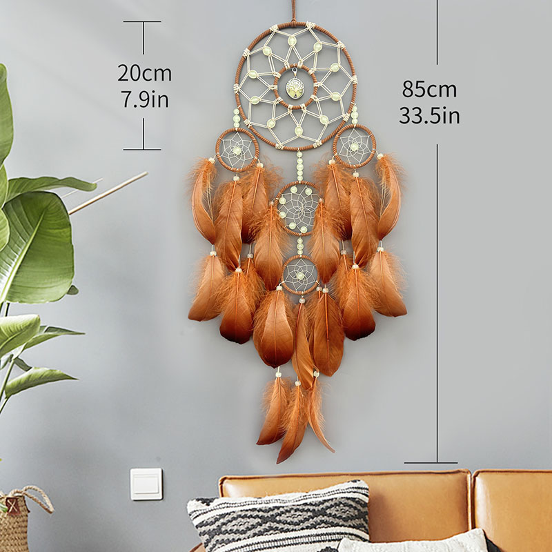 自由奔放に生きるドリームキャッチャー手織り羽風鈴リビングルー - Boho Wind Chimes のレビューと価格