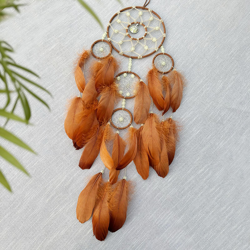 自由奔放に生きるドリームキャッチャー手織り羽風鈴リビングルー - Boho Wind Chimes のレビューと価格