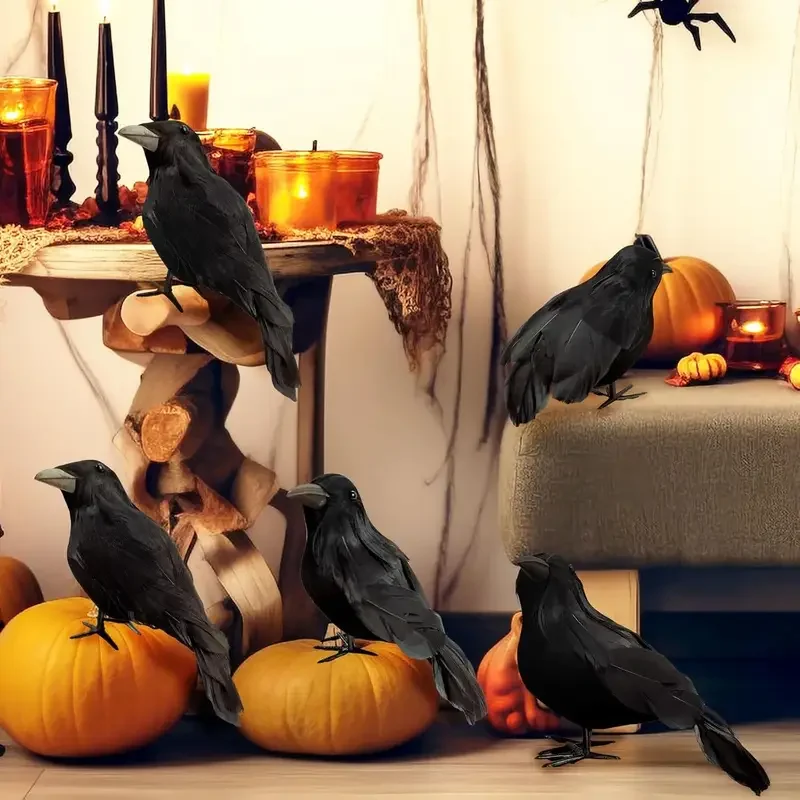 1PC ブラッククロウ ハロウィンデコレーション リアルな植 - Home Decor Com のレビューと価格