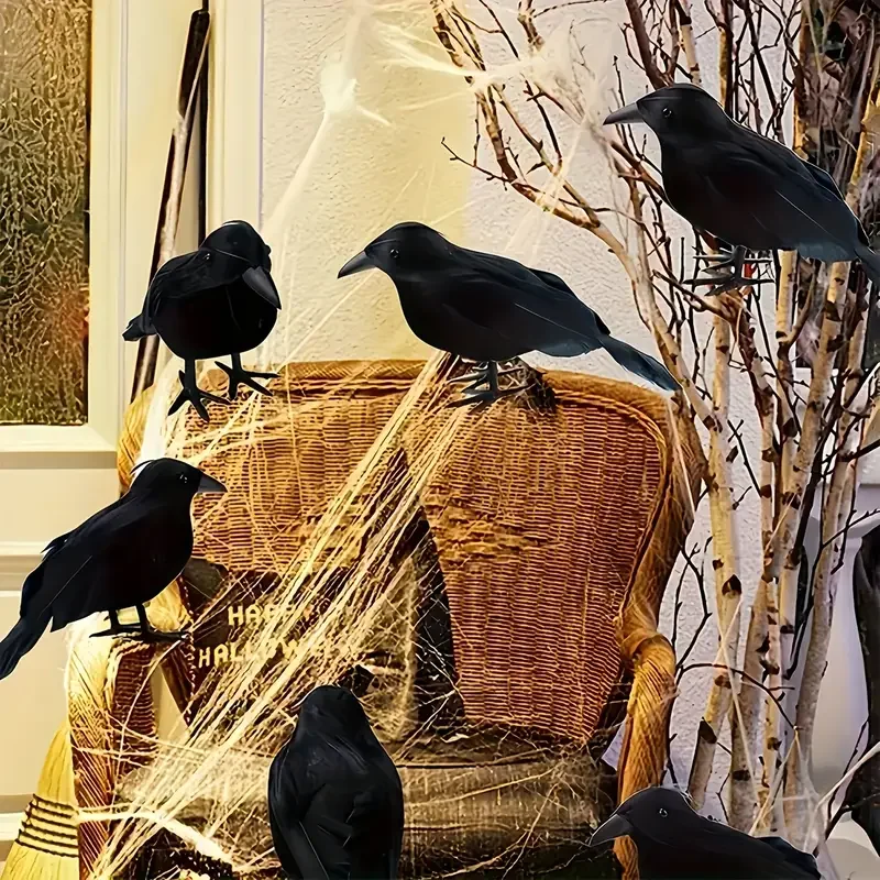 1PC ブラッククロウ ハロウィンデコレーション リアルな植 - Home Decor Com のレビューと価格