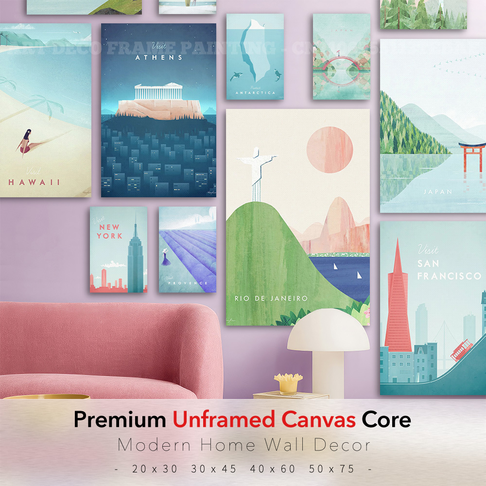 ヴィンテージトラベルポスターキャンバスウォールアートアテネハ - Home Decor New York のレビューと価格