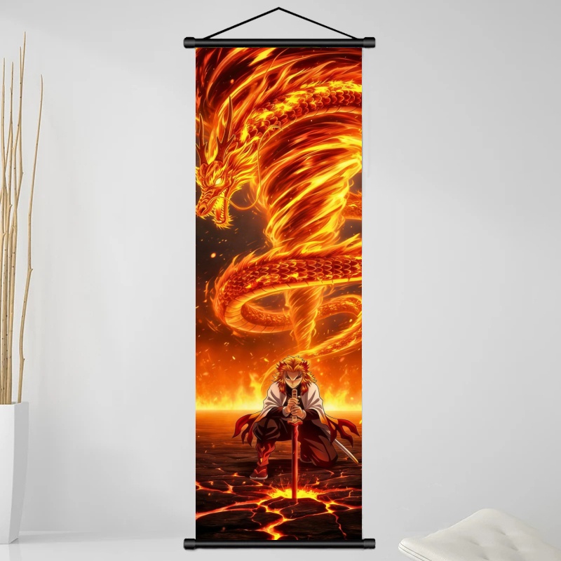 鬼滅の刃 煉獄杏寿郎 HDプリントアニメ生地ウォールアートス - Home Decor On Wall のレビューと価格