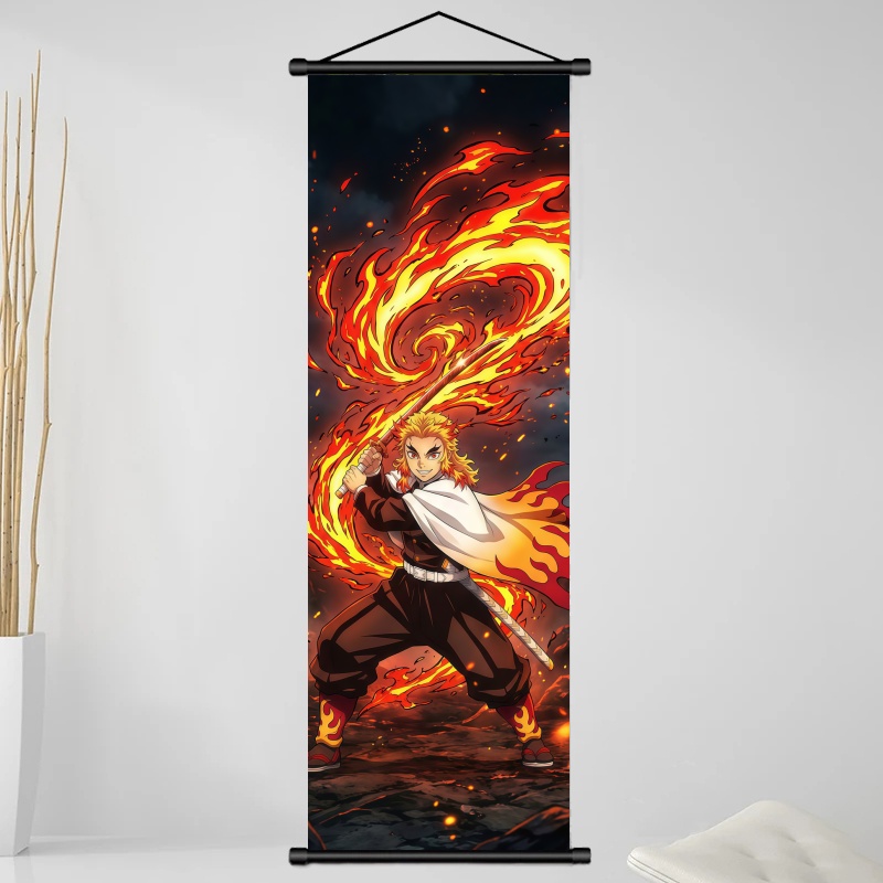鬼滅の刃 煉獄杏寿郎 HDプリントアニメ生地ウォールアートス - Home Decor On Wall のレビューと価格