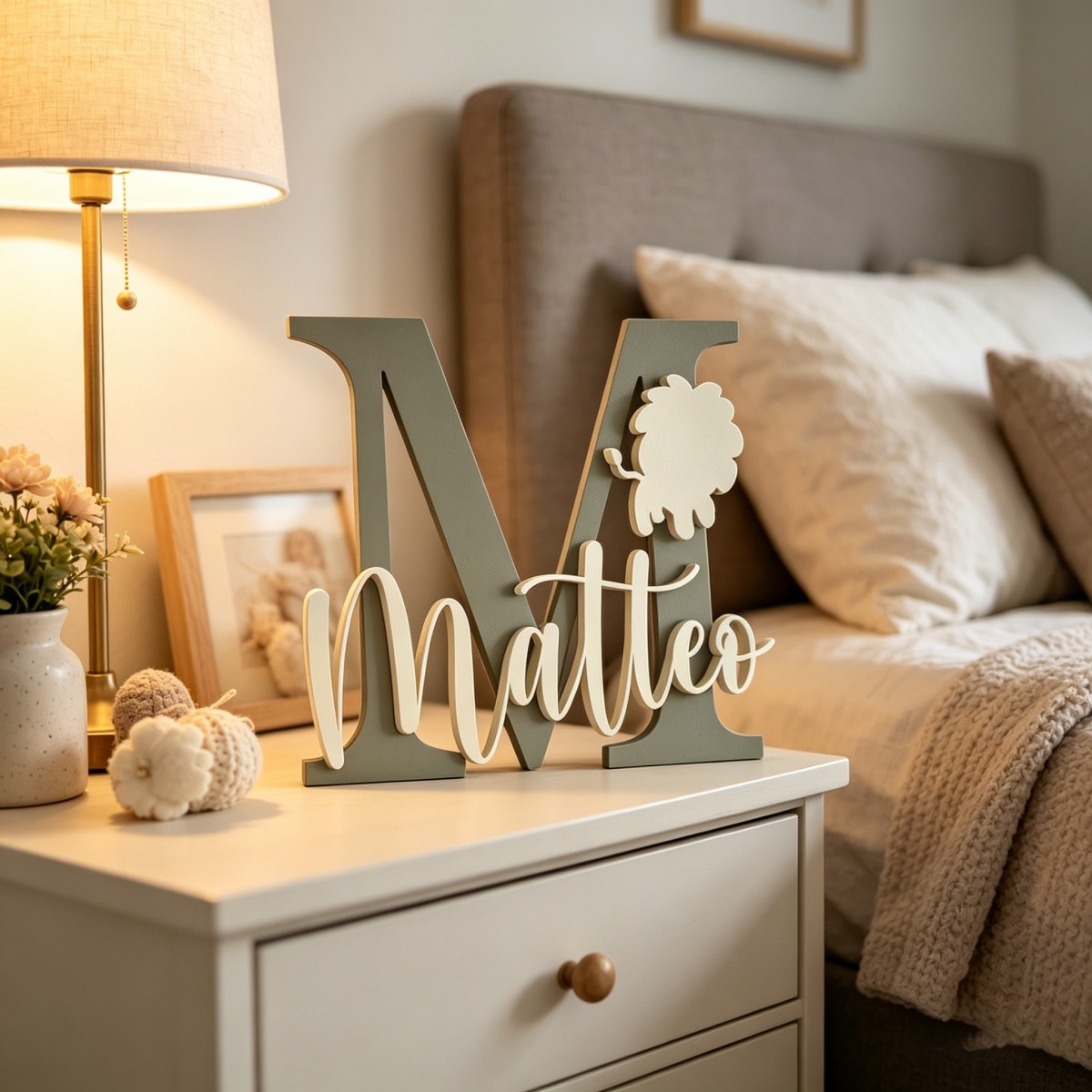 1個入りカスタムライオン名＆イニシャル木製名札、保育園、子供 - Home Decor Diy のレビューと価格
