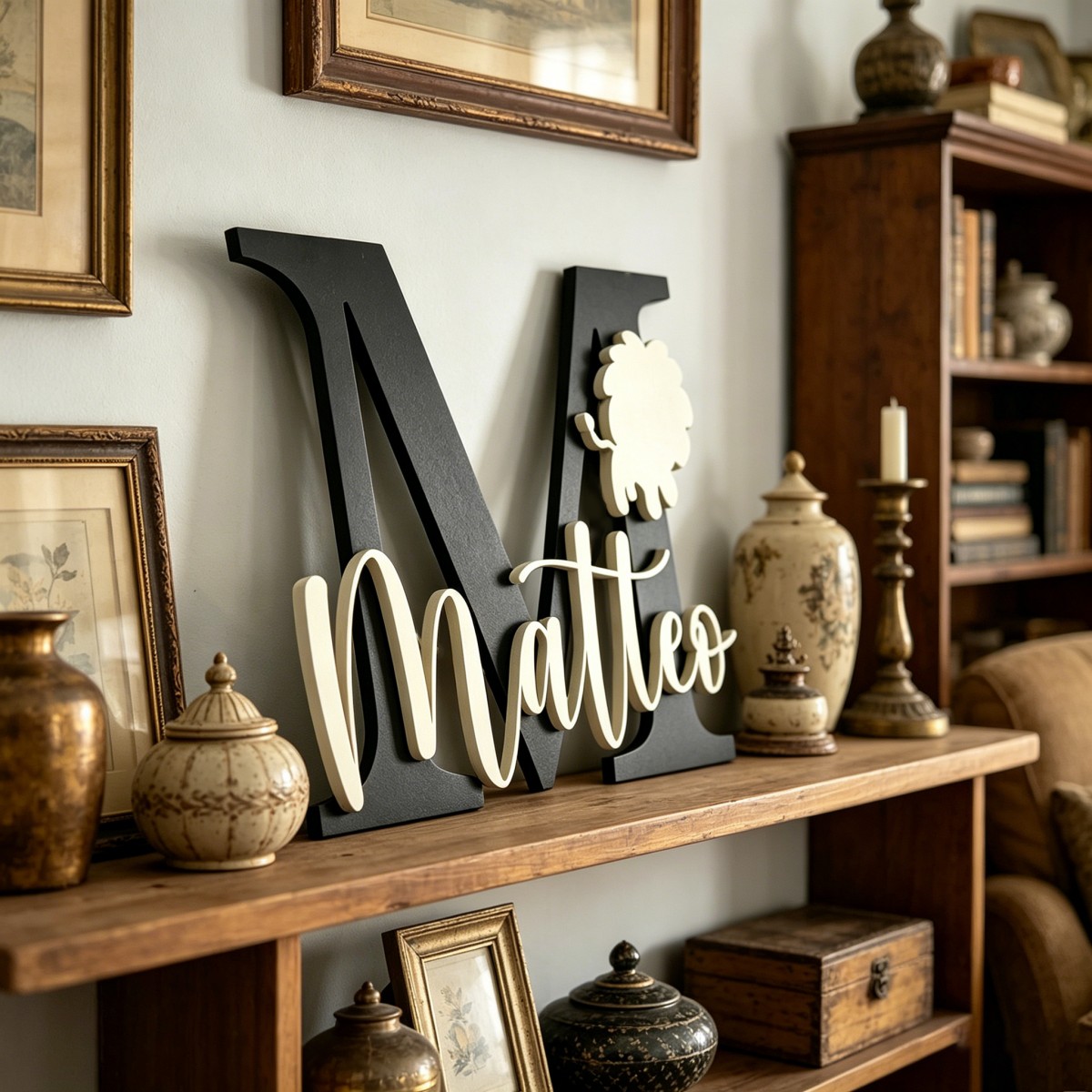 1個入りカスタムライオン名＆イニシャル木製名札、保育園、子供 - Home Decor Diy のレビューと価格