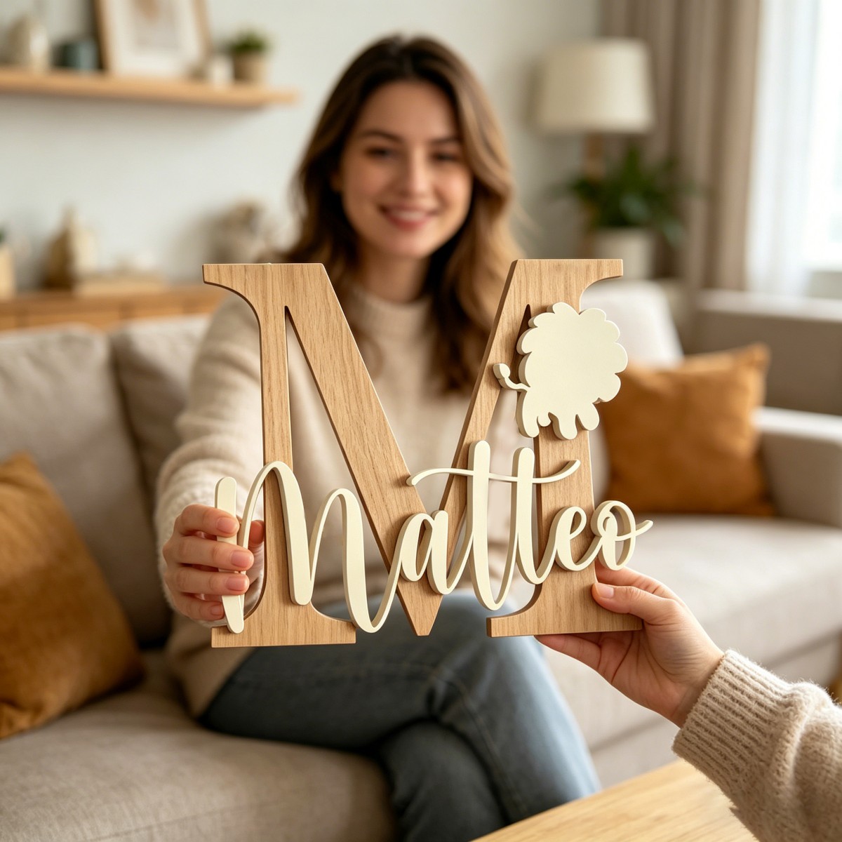 1個入りカスタムライオン名＆イニシャル木製名札、保育園、子供 - Home Decor Diy のレビューと価格