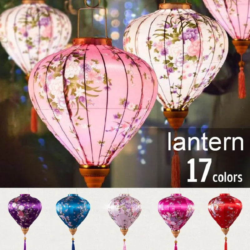 ヴィンテージシルクランタン 12インチ ベトナム・日本風花柄 - Home Decor Vietnam のレビューと価格