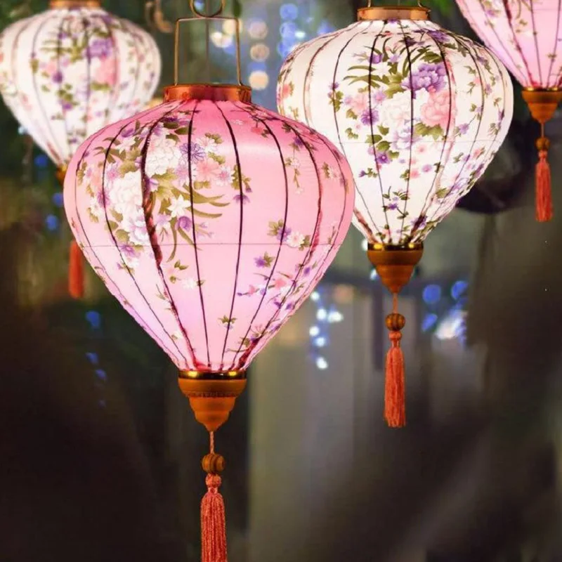 ヴィンテージシルクランタン 12インチ ベトナム・日本風花柄 - Home Decor Vietnam のレビューと価格