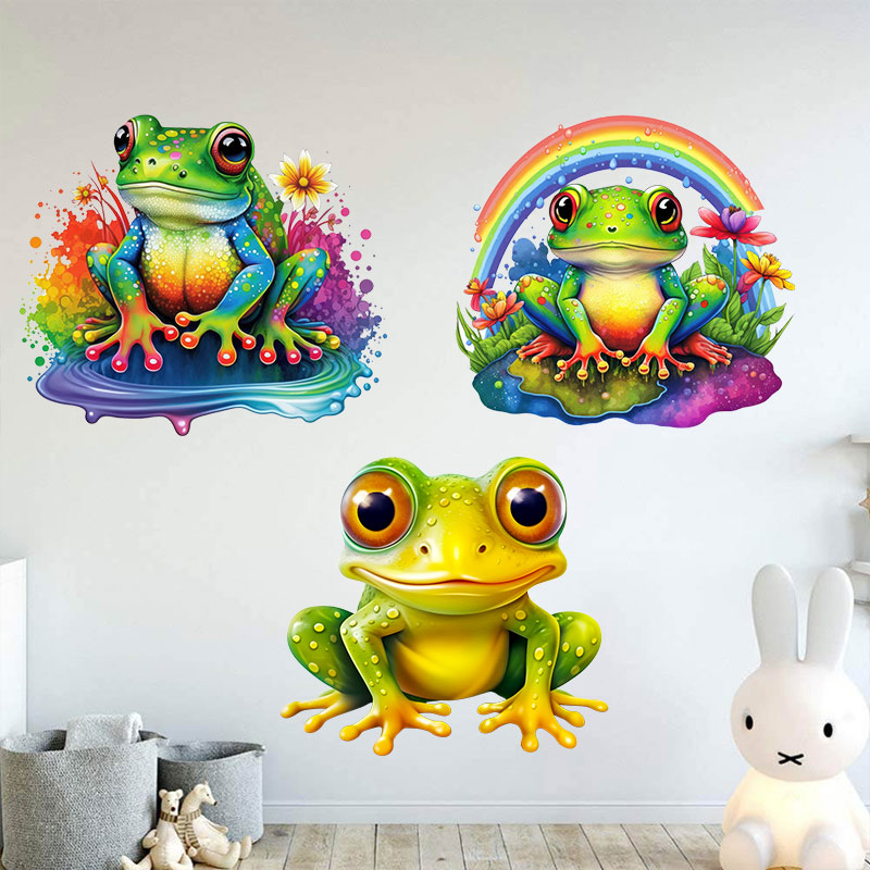 子供の部屋のためのレインボーカエルの壁のステッカー、かわいい - Home Decor Y2K のレビューと価格