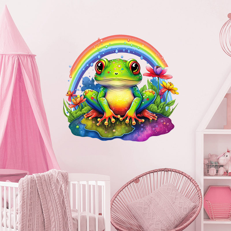 子供の部屋のためのレインボーカエルの壁のステッカー、かわいい - Home Decor Y2K のレビューと価格