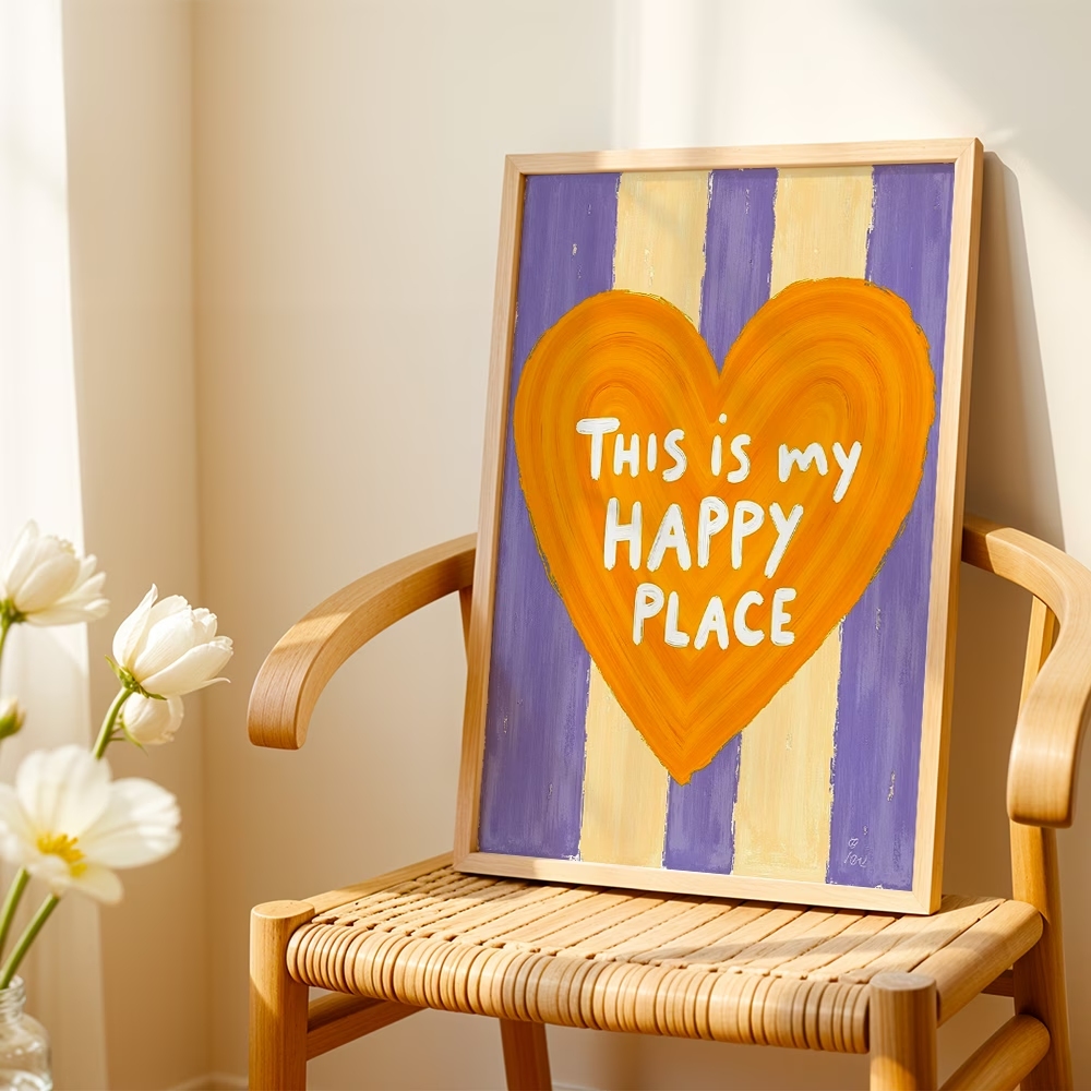 モダン、レトロ「これは私の幸せな場所です」引用句ウォールアー - Home Decor On Wall のレビューと価格