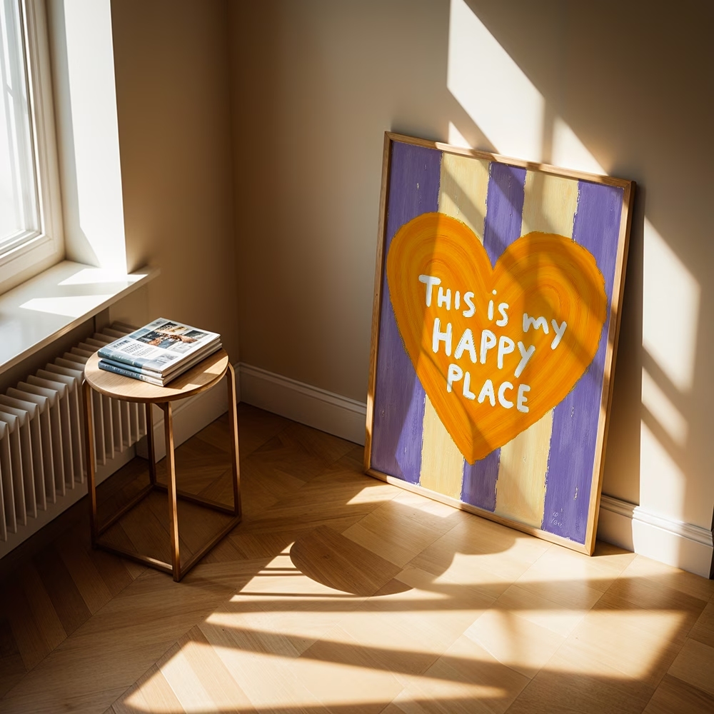 モダン、レトロ「これは私の幸せな場所です」引用句ウォールアー - Home Decor On Wall のレビューと価格