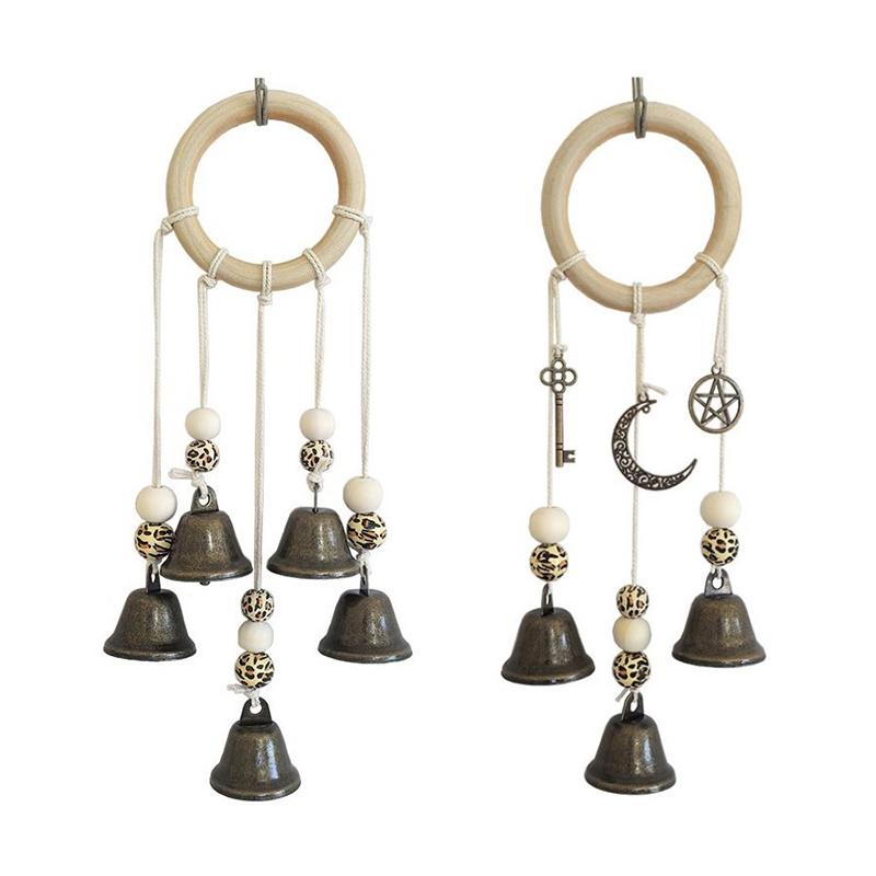 ボヘミアン風チャイム、天然木製フープとヴィンテージメタルベル - Boho Wind Chimes のレビューと価格