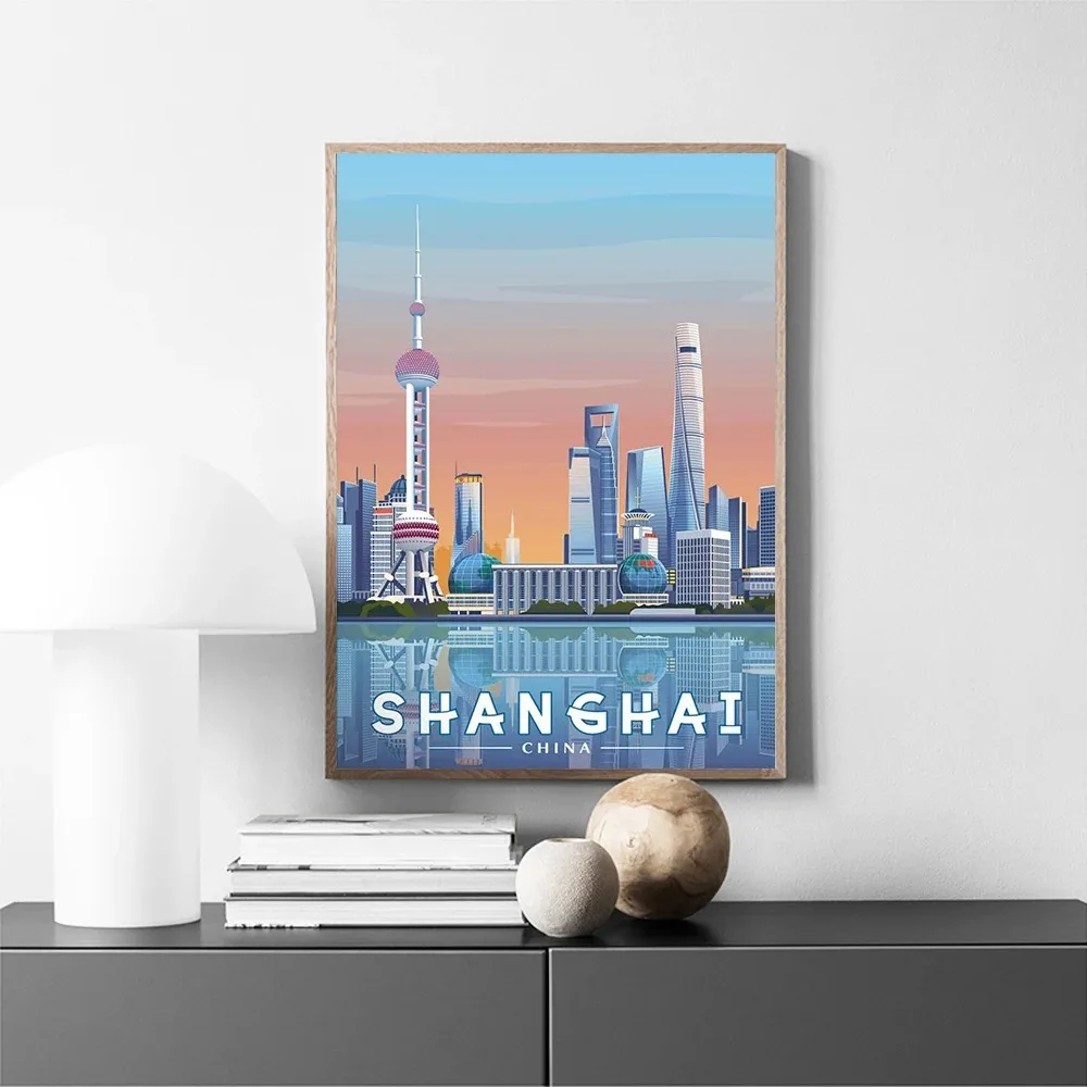 観光都市風景上海ベトナムマドリードローマ壁装飾ポスター現代ア - Home Decor Vietnam のレビューと価格
