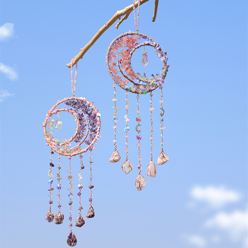 クリスタルパープルアメジストクォーツ生命の木宝石ヒーリングル - Boho Wind Chimes のレビューと価格