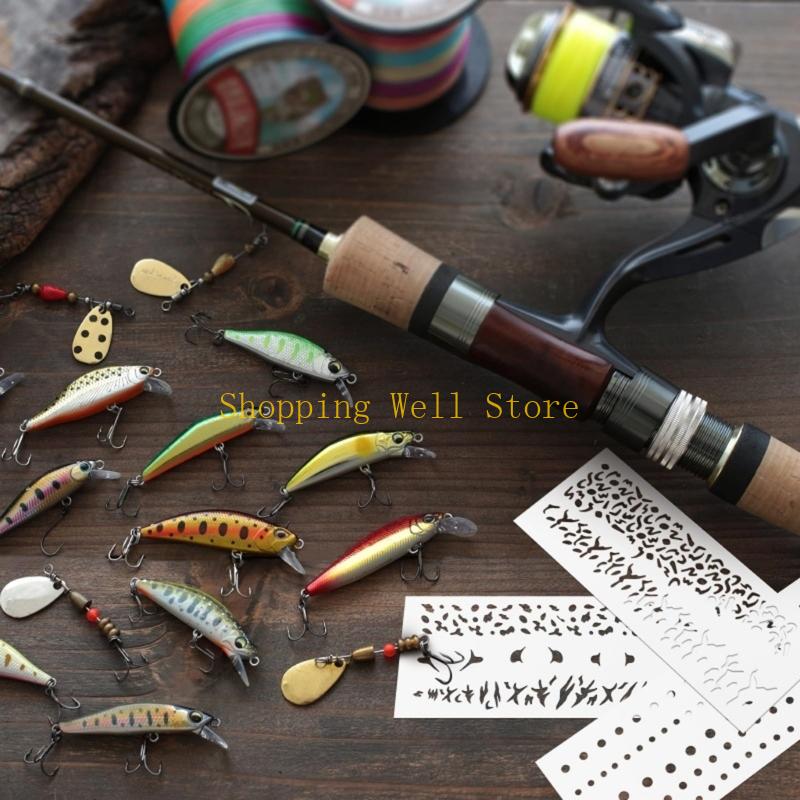 KX4B 6 個釣りルアー絵画テンプレートスケッチスクラップ - Home Decor Scrap のレビューと価格