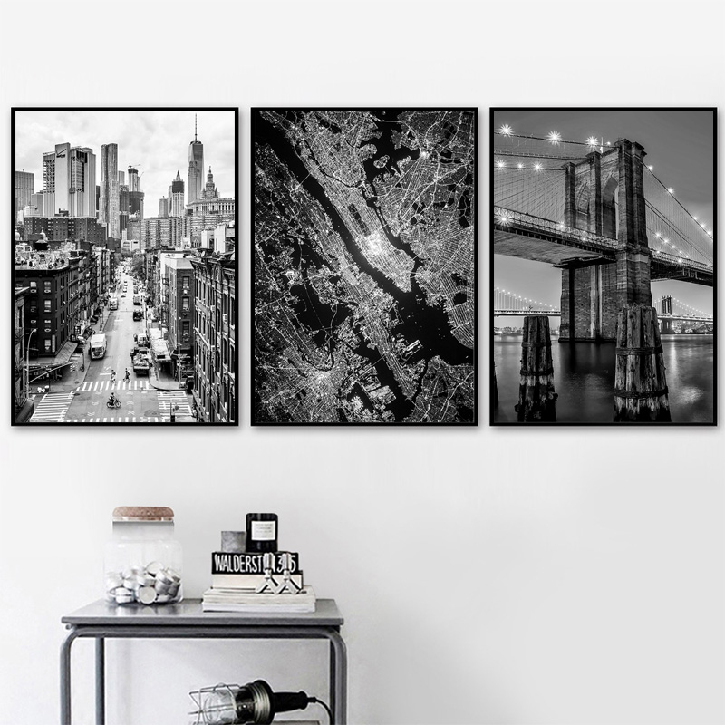 ニューヨーク市キャンバス絵画ポスターとプリント白黒壁アート写 - Home Decor New York のレビューと価格