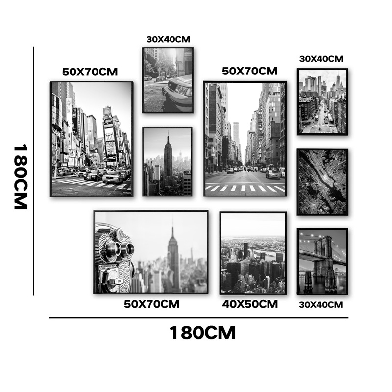 ニューヨーク市キャンバス絵画ポスターとプリント白黒壁アート写 - Home Decor New York のレビューと価格