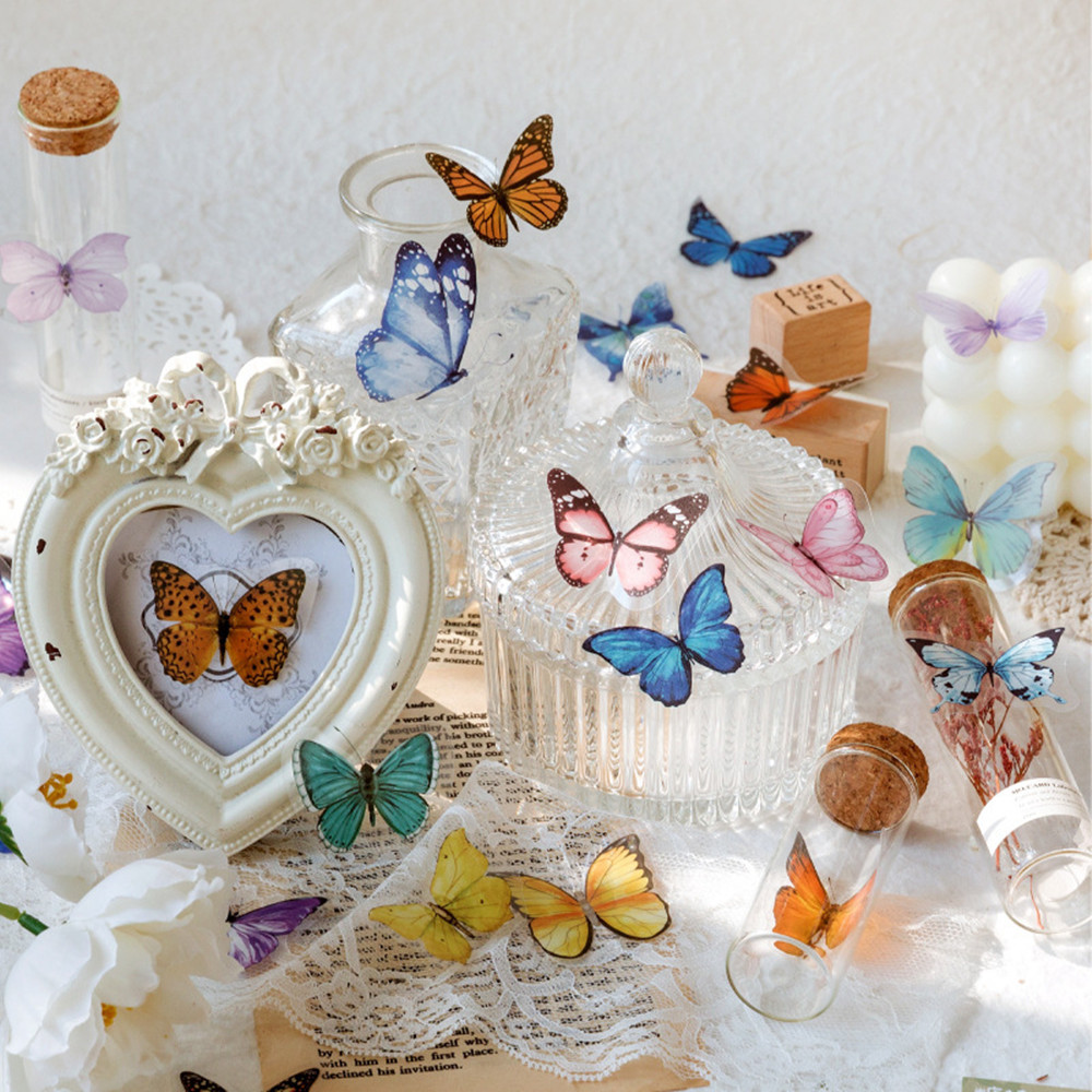 透明な装飾的な蝶のステッカー40ピース/バッグ,日曜大工,エ - Home Decor Scrap のレビューと価格