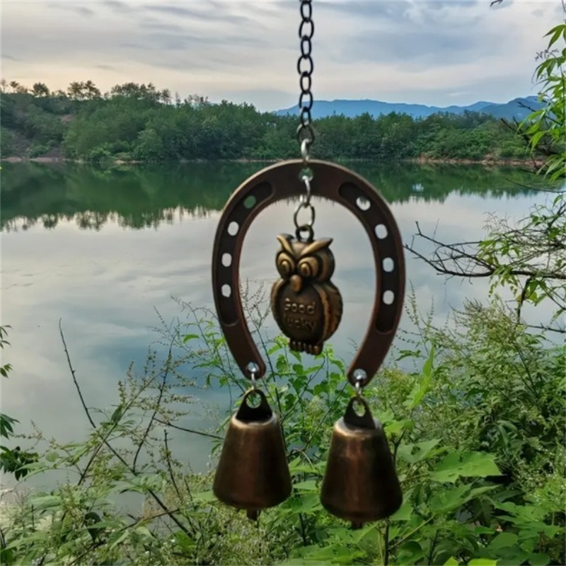 幸運の馬蹄型風鈴、フクロウと蝶の吊り下げ飾り、素朴なボヘミア - Boho Wind Chimes のレビューと価格