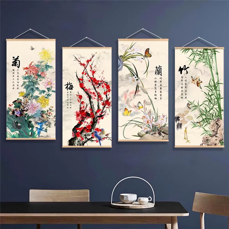 プリントポスター北欧キャンバス絵画中国の花竹蘭梅菊壁アートギ - Home Decor Vietnam のレビューと価格