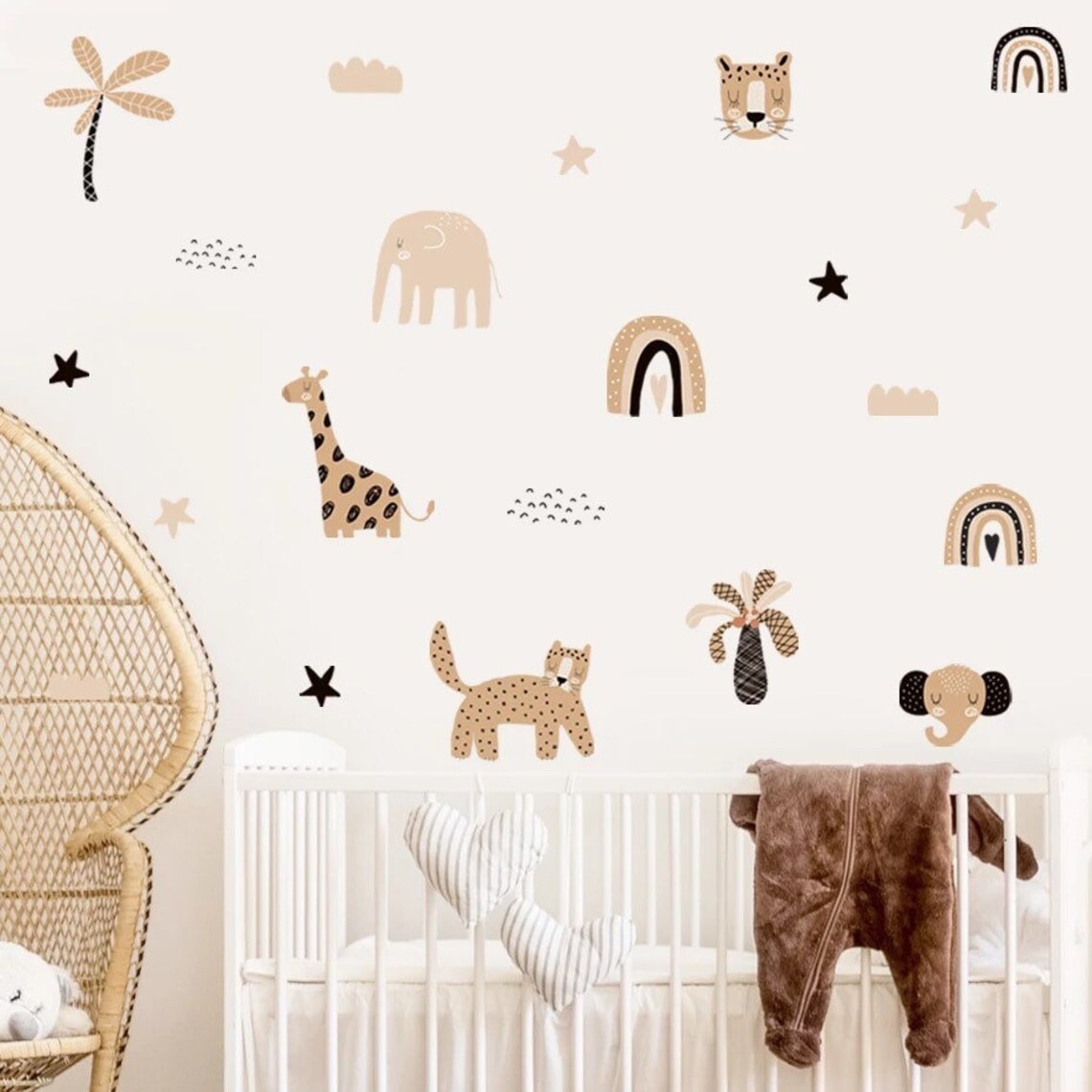 自由奔放に生きる漫画風レインボー星かわいい動物の顔水彩画保育 - Home Decor Y2K のレビューと価格